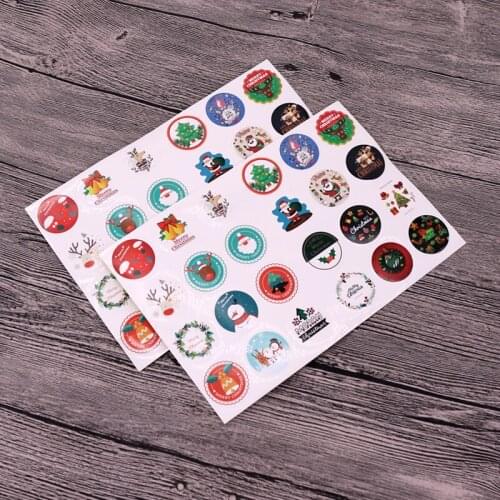 Cute 5pcs/lot Christmas Pattern Snowman Santa Claus Paper Stickers for Diary Book Hand Made X'mas Gift Bags Stickers Wholesale