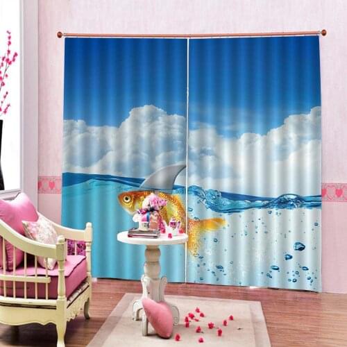 Blue curtains sky water Luxury Blackout 3D Window Curtains For Living Room Bedroom Drapes cortinas