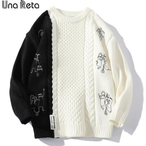 Una Reta Sweater Men Winter Men Clothing Patchwork Knitted Sweaters Streetwear Harajuku Oversize Pullover Couple Sweater