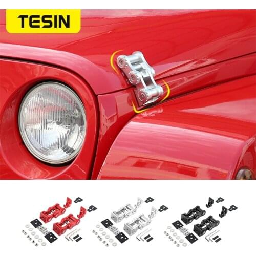 TESIN Car Exterior Lock Hood Latch Catch Decoration Engine Cover Protect Accessories for Jeep Wrangler JK 2007-2017 Car Stying