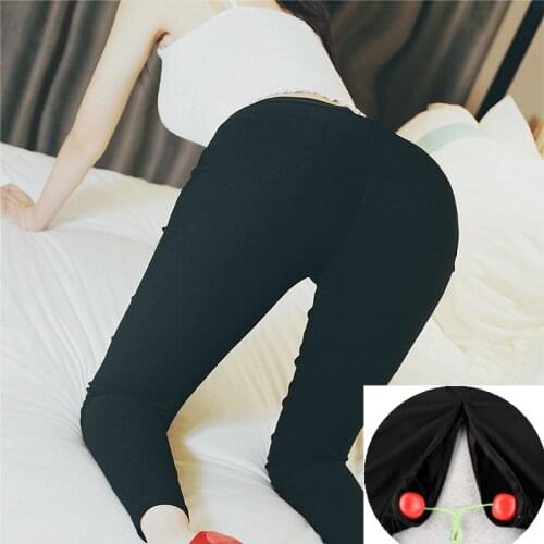 Outdoor Sex Pants for Women Zipper Open Crotch Kruis Broek Thin Erotic Trousers Womens Crotchless Leggings Outdoor Sexy Hosen