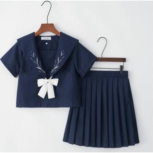Silver Sui Liuliu JK Uniform Skirt Japanese Deformed Flap Mid-suit Short-sleeved Sailor Class Uniform Suit NN-S3A