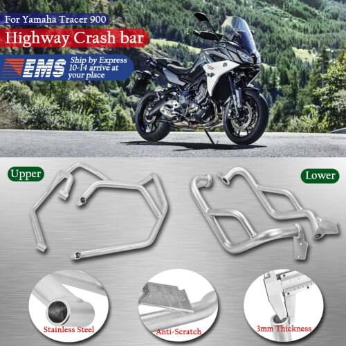 Upper & Lower Motorcycle Crash Bar Engine Guard Frame Protector for Yamaha MT09 MT-09 Tracer 900 GT 2013-2020 16 2017 2018 2019