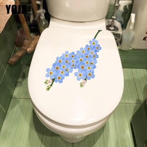 YOJA 22.5*11.5CM Blue Hyacinth Flower Home Room Decor Wall Stickers Mural Toilet Sticker T1-0912