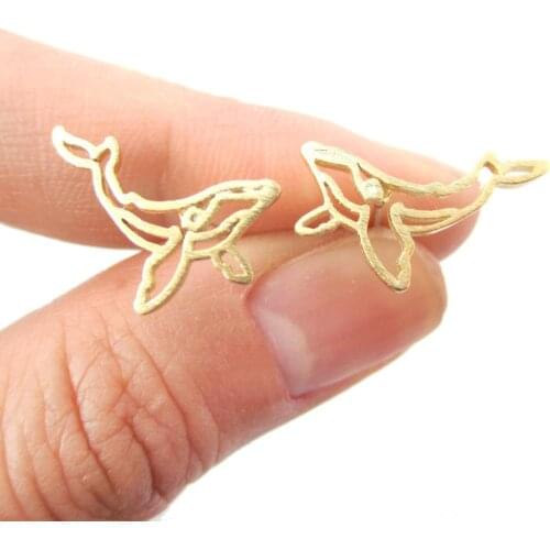 Trendy Women Boho Statement Jewelry Pendientes Dainty Cute Whale Stud Earrings Femme