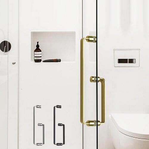 1pair Shower room glass door handle Gold stainless steel pulls Silver/black long handles Bathroom hardware Accessories knobs