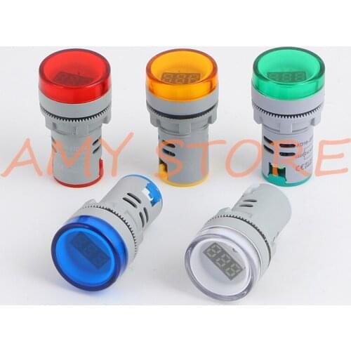 1Pc 22mm Digital AC DC Voltmeter AC20-500V AC60-500V DC5-60V Voltage Meter LED Digital Display Indicator Pilot Light AD16-22DSV