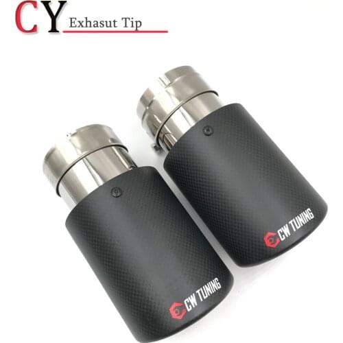 1Piece Carbon Fibre Matte Car Styling Exhaust System Muffler Pipe Tip Crimping Universal Silver Stainless Steel Trim