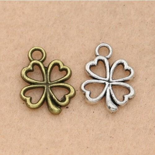 10pcs Antique Silver Plated Clover Charms Pendants for Jewelry Making Bracelet Jewelry Findings Accessories 16x12mm