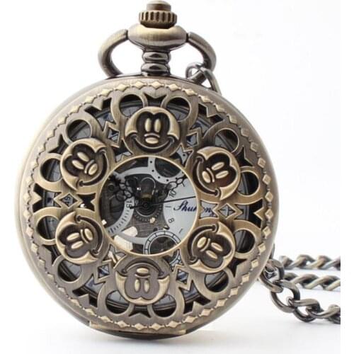 10pcs/lot Wholesale Vintage Bronze Hollowed Mechanical Pocket Watch Christmas Gift Watch
