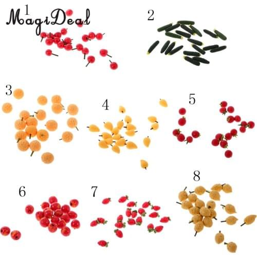 10 Pieces 1:12 Scale Dollhouse Fruit Food Miniature Mini Lemon Apples Cherry for Restaurant Kitchen Decor Pretend Play Toys