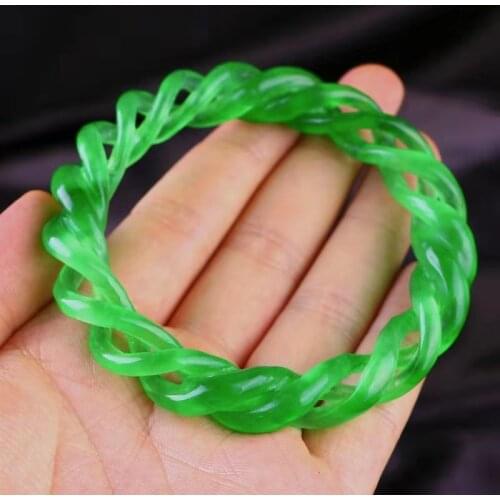 100% Real Myanmar Jade emerald Bracelet green jade bangles manual hollow carved round jade bangle High ice Bracelet jade jewelry