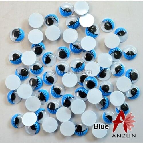 8/10/12/15mm 100pcs Blue Movable Eyes Wiggle Eyes Plastic Eyelash Eyes for doll accesscries Scrapbooking Accessories