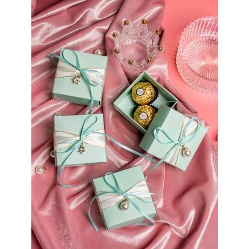 20pcs/lot Wedding candy box pink/blue Light luxury gift boxes baby shower Birthday paper packaging gift box party favors