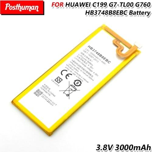 3000mAh HB3748B8EBC Lithium Li-Po Mobile phone Battery For Huawei Ascend C199 C199S G7 G7-UL00 UL20 G7-L01 G7-L03 G7-TL100