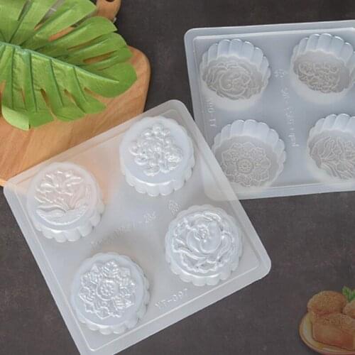 4 Cavity Plastic Fondant Cake Mooncake Mold Chocolate Muffin Cupcake Jelly Pudding Mould Tool Baking Tools