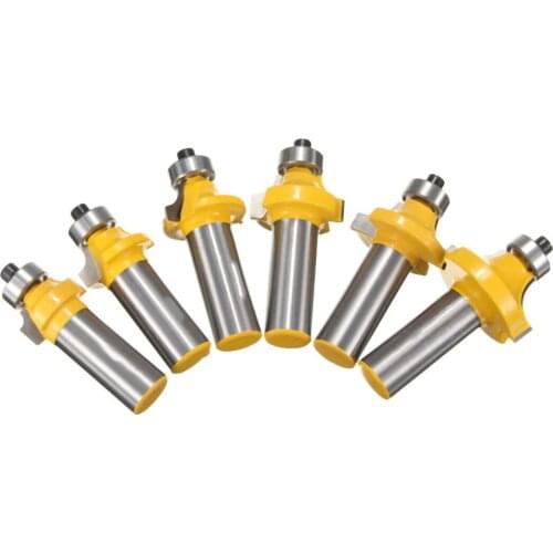 6pcs 1/2" Shank Corner Round Bit Over and Beading Edging Router Bit Set C3 Carbide Tipped Tenon Cutter for Wood