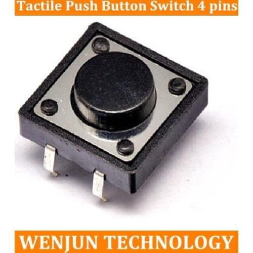 Free shipping 200pcs 6*6*5MM Tactile Push Button Switch 4 pins Micro Switch 4-Pin DIP Momentary Tact Switch 6X6X5mm Through-Hole