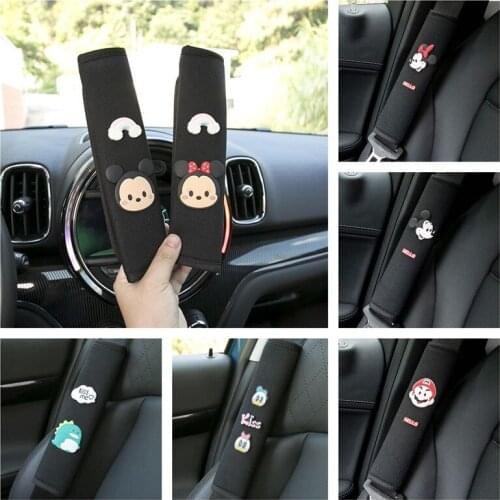 Disney Mickey Minnie Cartoon Car Seat Belt Shoulder Cover Donald Duck Cute Four Seasons Car Interior Decoration Accessories