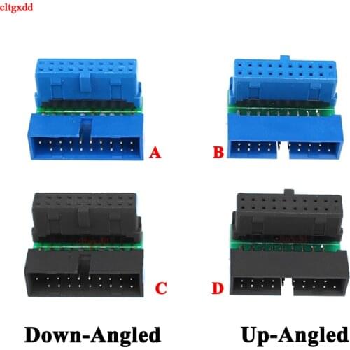 Cltgxdd 1pcs USB 3.0 20pin Male to Female Extension Adapter Angled 90 Degree for Mainboard Connector Socket Black Blue