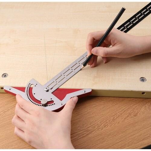 Woodworker Edge Rule Efficient Protractor Woodworking Scriber Gauge Stainless Steel Measuring Ruler Scale Caliper Carpentry Tool