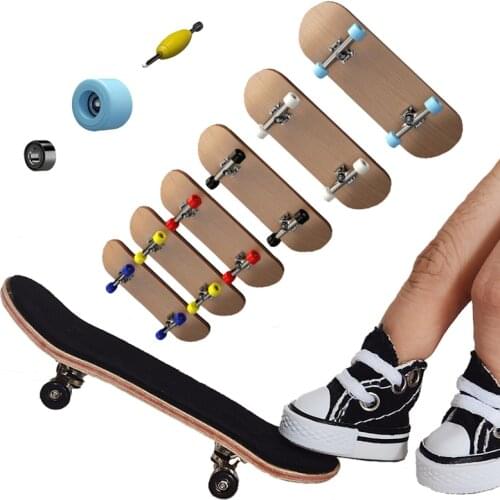 1 Set Fingerboard Shoes Tech Mini Skateboard Wooden Basic Finger Boards Skate Scooter Deck Professional Novelty Children Gift