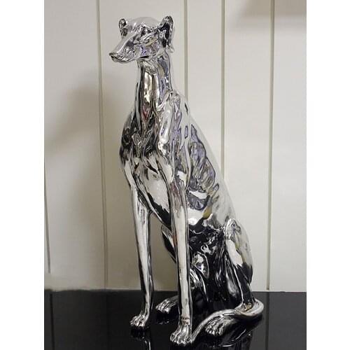 Electroplate75cm Dog Statue Home Decor Interior Figurine Large Living Room Home Decoration Accessories Animal Landing Ornaments