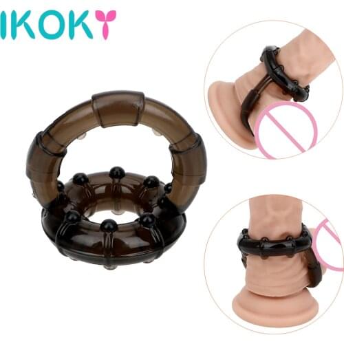 IKOKY Elasticity Sex Toys for Men Cock Ring Delay Ejaculation Male masturbation Penis Ring