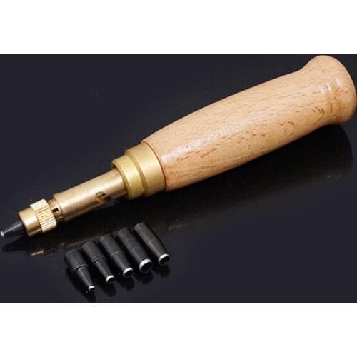 Leather Craft Screw Hole Punch Auto Belts Book Replaceable Drill 6 Tips Sizes 1.5-4mm Sewing Leathercraft Paper Punching Tools