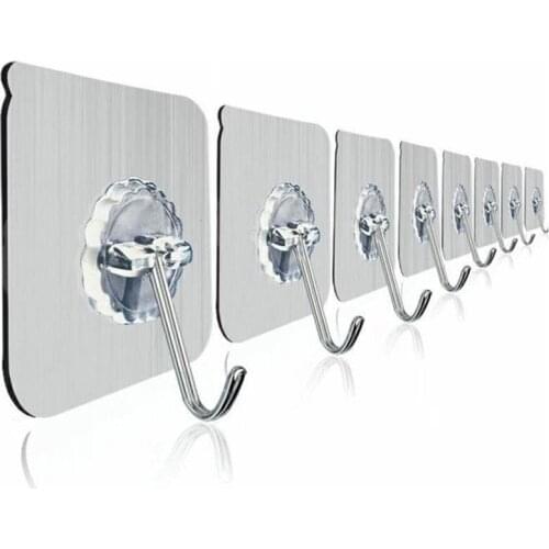 20Pcs/lot Powerful Seamless Hook Viscose Kitchen Wall Adhesive Hook Stickers Free Punch Hole Suction Cup Hook TransparentE 11254