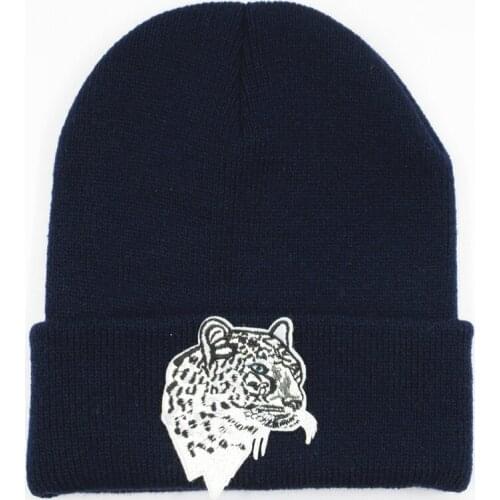 LDSLYJR leopard embroidery Thicken knitted hat winter warm hat Skullies cap beanie hat for men and women 71