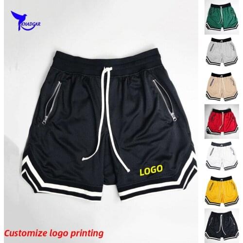 Summer Breathable Mesh Running Shorts Men with Zipper Pockets Quick Dry Gym Fitness Bottoms Solid Jogging Short Pants Custom