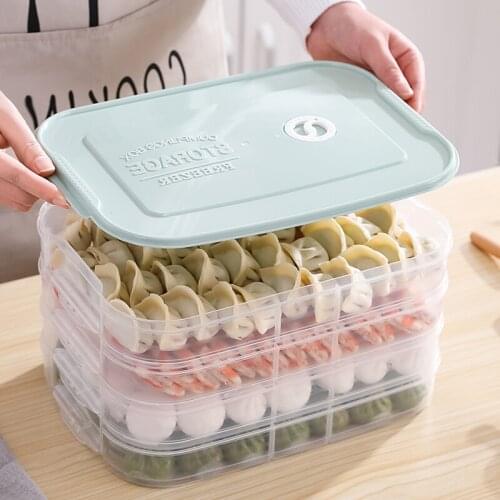 Multi-layer plastic PP dumpling storage box refrigerator frozen dumpling tray household food Crisper storage container mx6211523