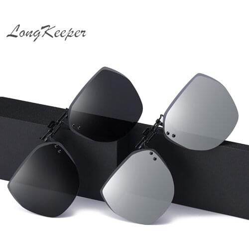 Polarized Clip On Sunglasses Men Photochromic Clip Glasses Flip Up Night Vision Lens Driver Goggles Driving Fishing Oculos UV400