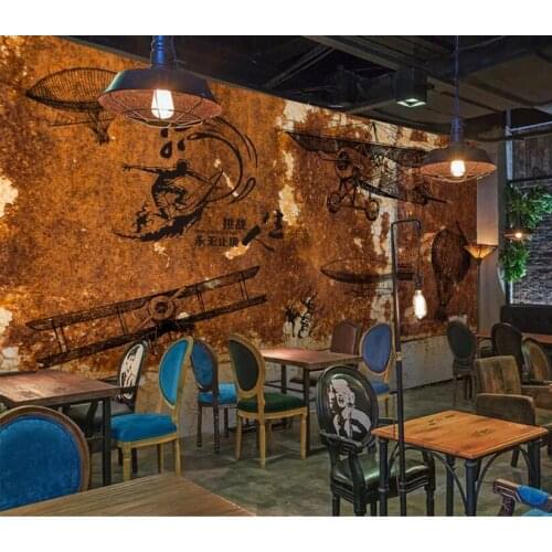 CJSIR Custom Mural Wall Papers Home Decor Nostalgic Rust Metal Sheet Alphabet Cafe Nostalgic Rust Metal Sheet Alphabet Decors