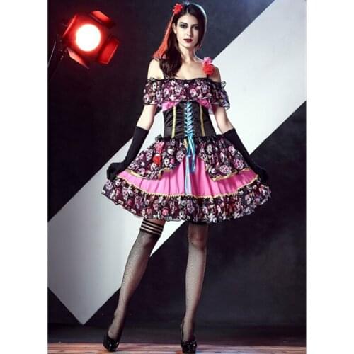 Fancy Halloween Costume Cosplay Ghost bride Clown Floral Costumes Sexy Uniforms role play Stage performance clothing Costumes