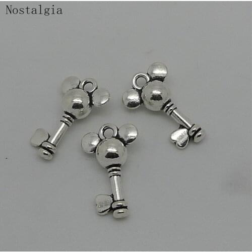 Nostalgia 10Pcs Cute Mouse Key Charm Wholesale Animal Jewlery Making Pendants 19*12MM