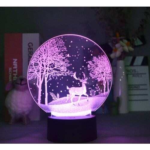 New Animal 3D Lamp Elk Symphony Light Illusion Night Light Kids Sleeping Lamp Baby Gifts Holiday Christmas Decoration