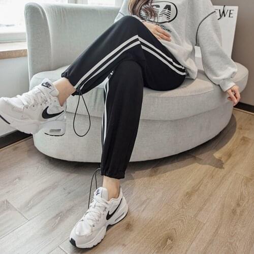 Pregnant womens autumn new belly lift wide-leg trousers and feet sports pants fashion all-match slim casual pants