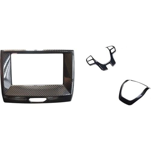 Carbon Fiber Steering Wheel Cover Trim For Ford Ranger Everest Endeavour 2015+ & Inner Center Navigation Cover