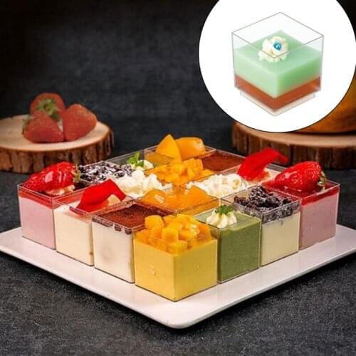 50LB 10pcs Disposable Dessert Cups Clear Plastic Mousse Cup for Pudding Appetizer