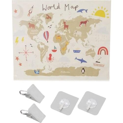 OOTDTY Nordic Educational Kids Room World Map Decoration Poster Nursery Art Canvas Wall Hanging Painting Picture