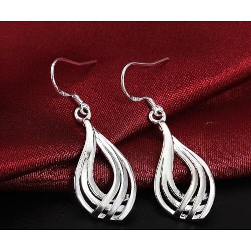 Wholesale Hot Popular 925 Sterling Silver Twist Wavy line drop Earrings fashion luxury Jewelry for Woman charm Christmas Gifts