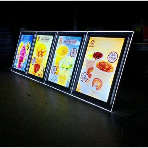 Wholesale A4 stand acrylic photo frame led illuminated picture lightbox restaurant menu boards 20pcs/lot