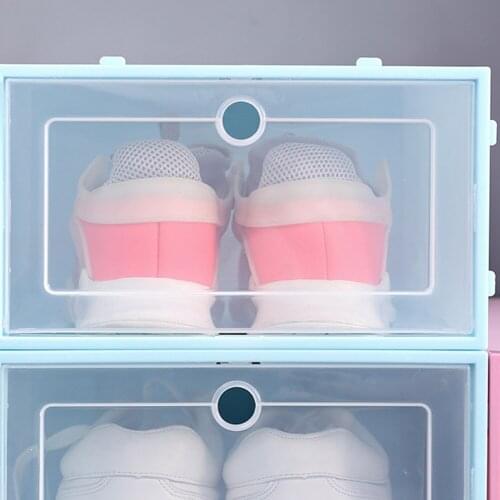 1PC Flip-Open Cover Durable Plastic Shoe Hanger Storage Transparent Box Divider Drawer Portable Shoes Organizer