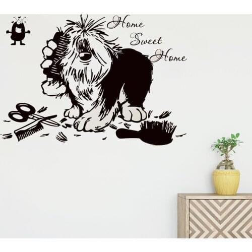 Pet Grooming Salon Pet Shop Wall Decal Home Swit Home Dog Tools Removable Autocollant Mural Vinyl Art Wall Sticker ov108