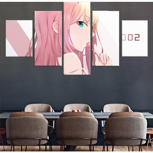 Anime D in the FRANXX ZERO TWO 5 Pieces Canvas Poster HD Printed Home Decoration Modern Artwork Modular Framework