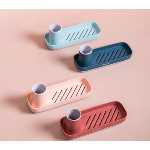 Bathroom Toothbrush Soap Storage Rack Floor Type Kitchen Sink Sponge Brush Holder Household Countertop Cleaning Tools Organizer
