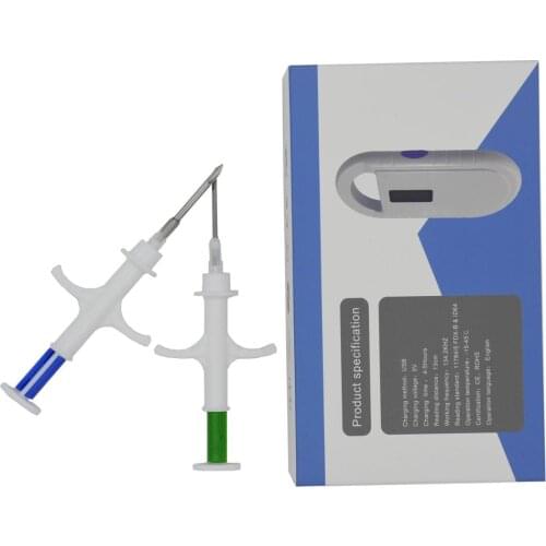 READELL x100pcs 1.4X8mm Pet Syringe animal microchip + 1 pcs WS-PT160 microchip reader
