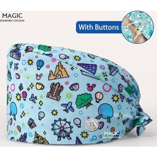 Pharmacy Long Hair Caps Nurse Hat Medical Uniform Accessories Cotton Female Cute Nursing Scrubs Hat Women Lab Coat Scrub Cap spa